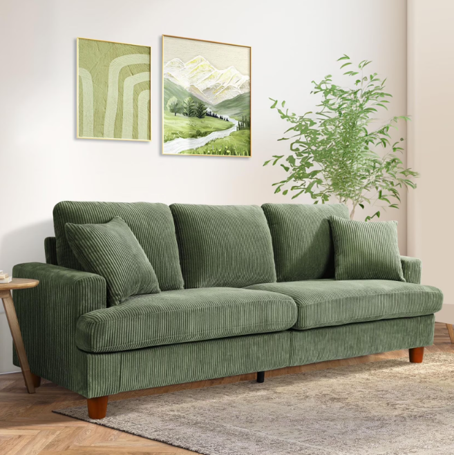 87" Corduroy Sofa,3 Seater Sofa