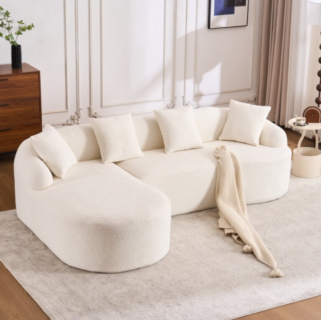 Boneless L-Shape Sectional Sofa with Curved Chaise